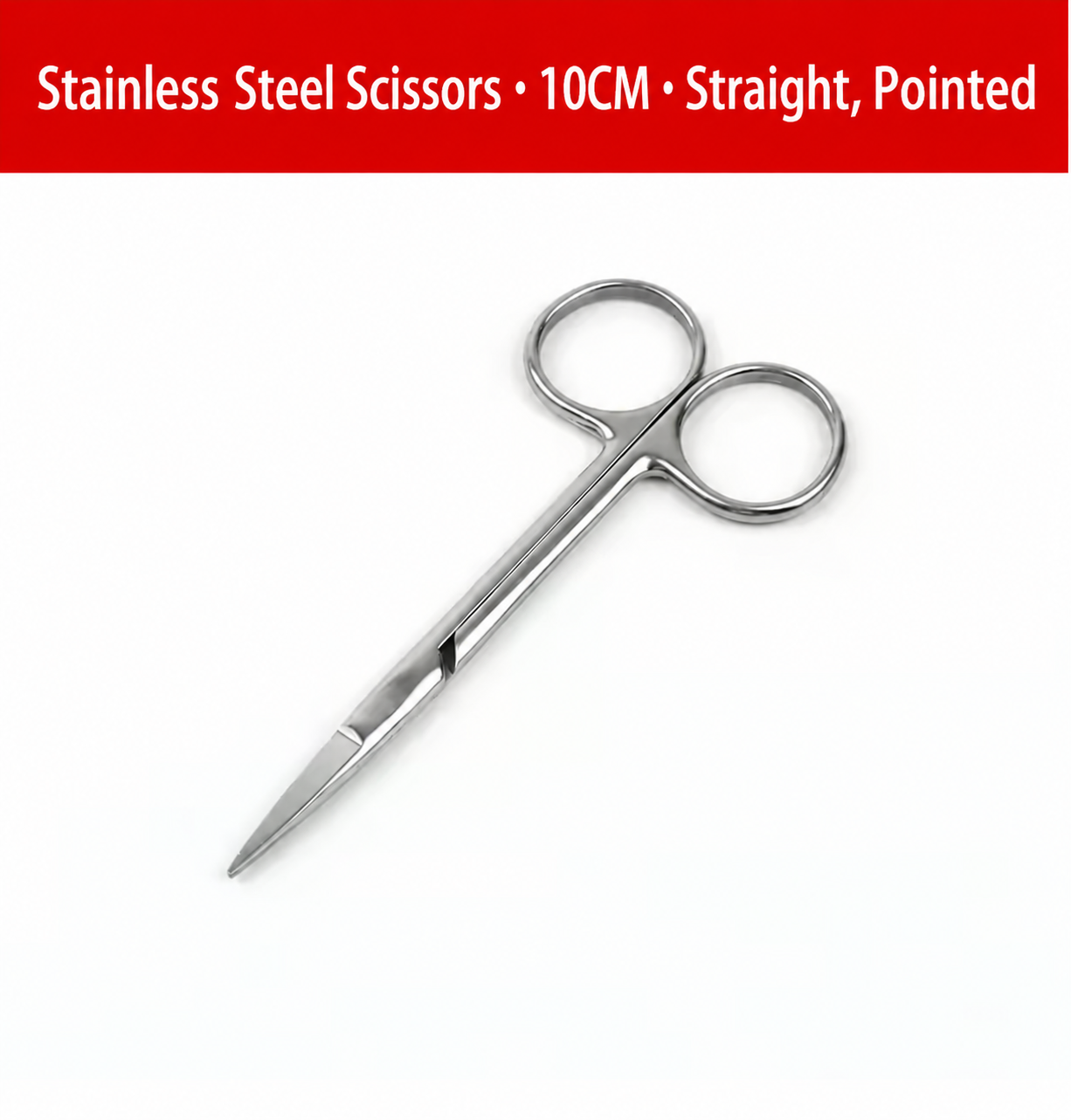 Premium Scissors — 10 cm, Sharp Straight Tips