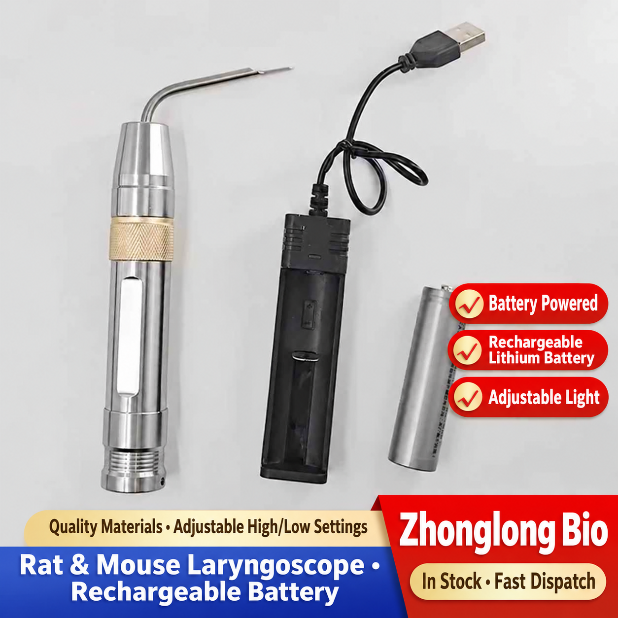 Rodent Laryngoscope and Intubation Light