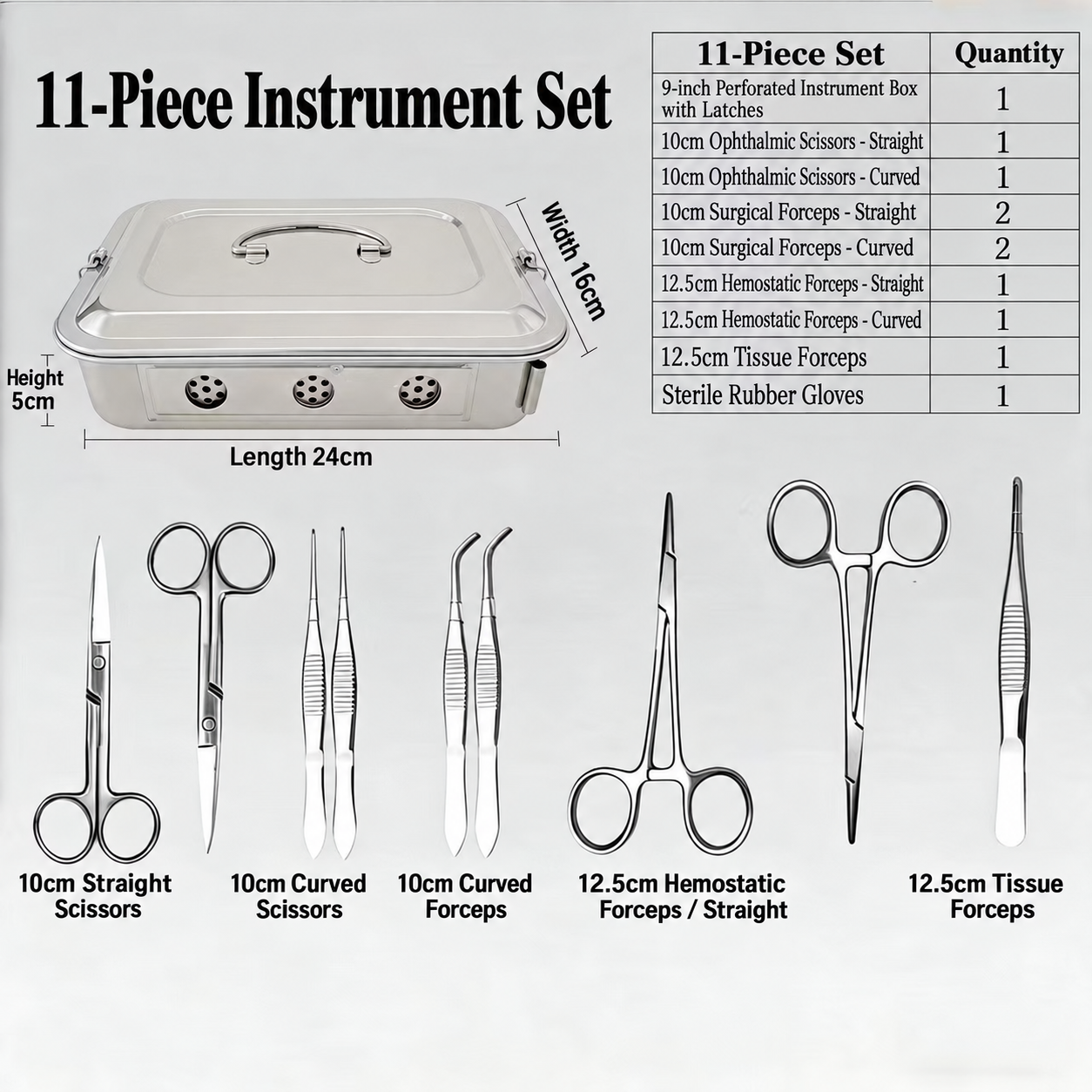 Upgraded Animal Dissection Instrument Set — 11 Pieces