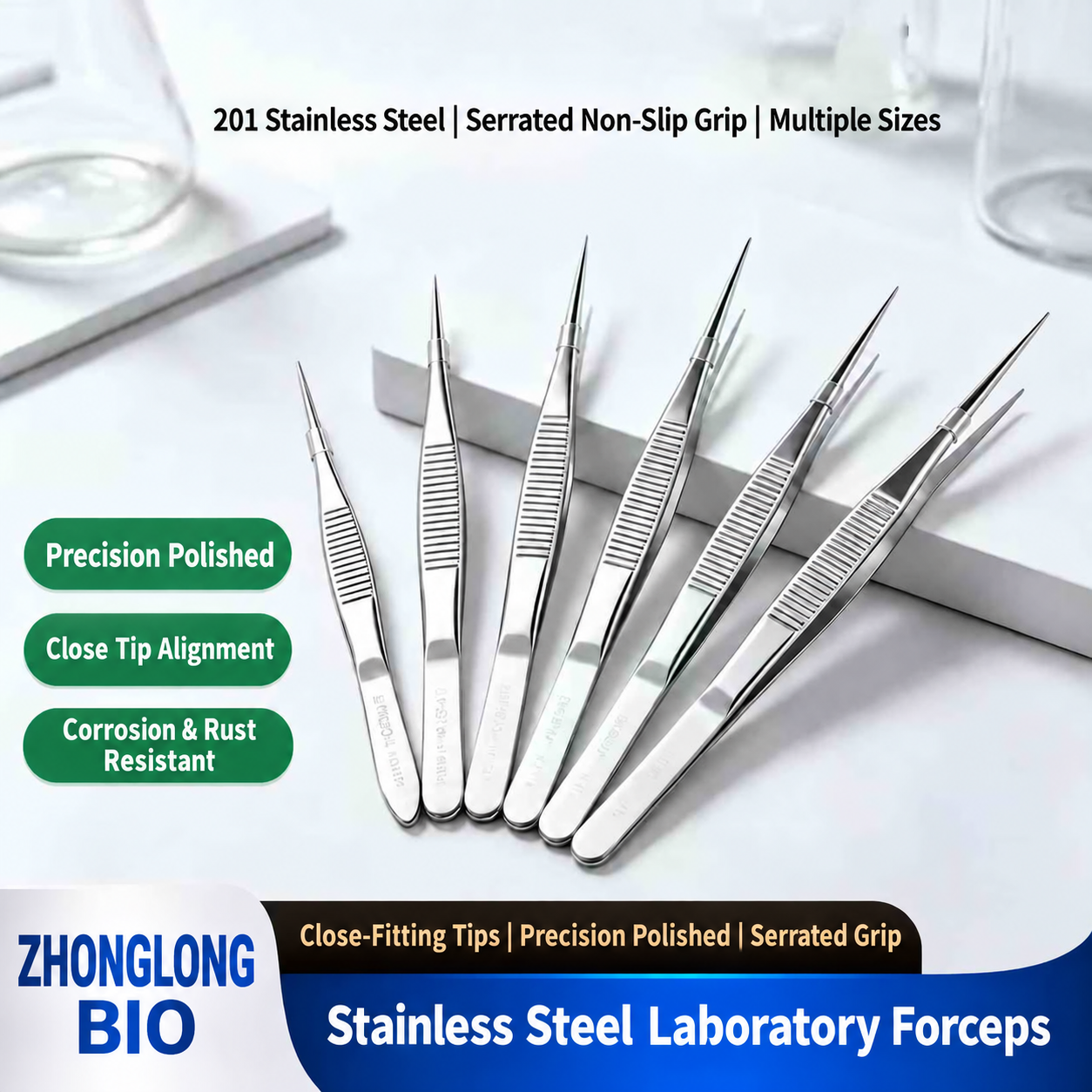 Heavy-Duty 201 Stainless Steel Laboratory Forceps